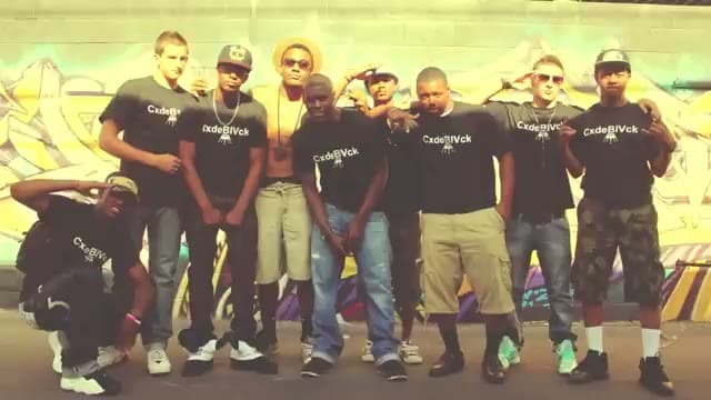 2012 CxdeBlVck crew in matching shirts at Bishop Gorman High School, Las Vegas NV