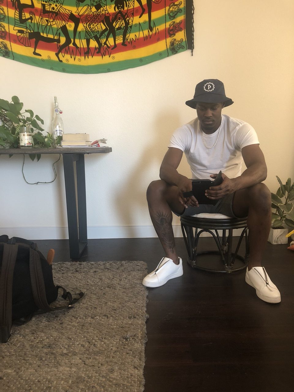 Daj' (DAJAI), Las Vegas rapper — Seated, White Tee, 2018