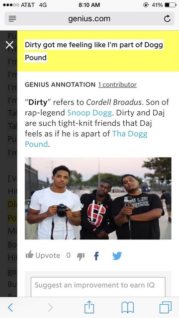 Genius Annotation — "Dirty" = Cordell Broadus (Snoop Dogg's son)