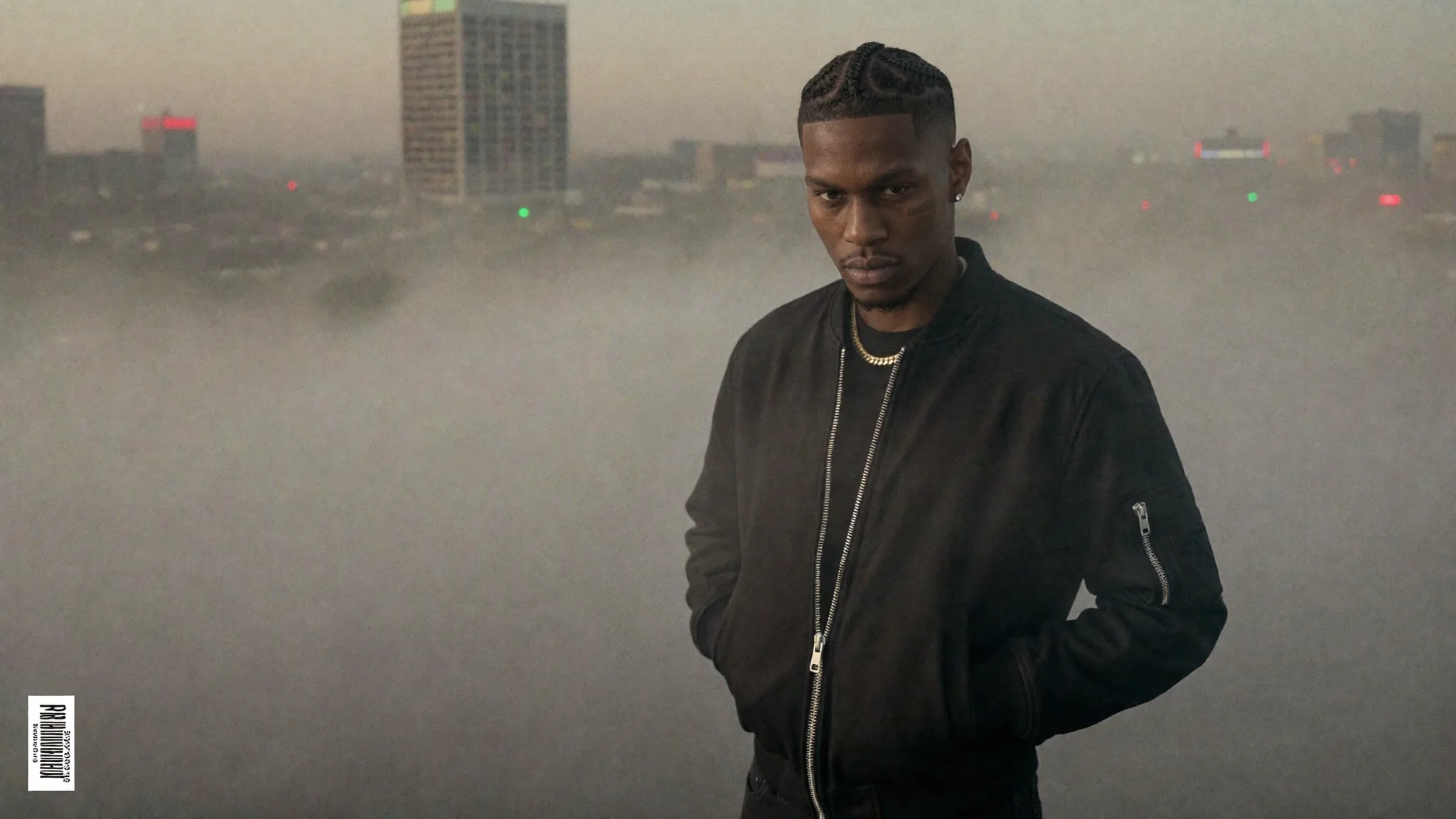 Album-cover portrait in fog