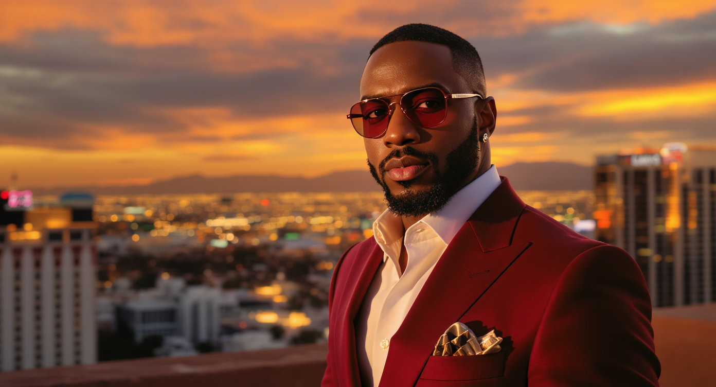 Dajai.io rooftop at sunset over the city skyline